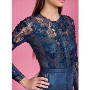 🦄NWT Byron Lars Victorian Teal Vegan Leather Lace Duet Sheath Dress 4